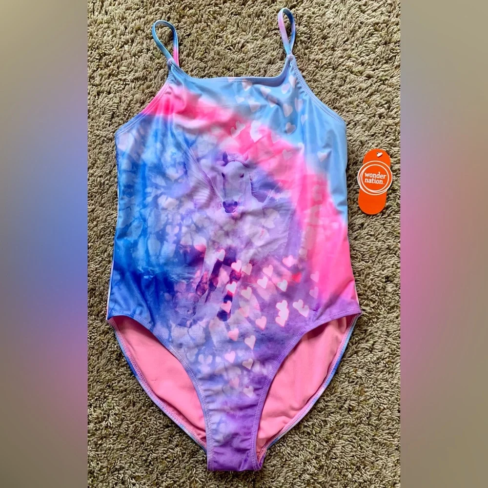 Wonder Nation Girls Size 14/16 Unicorn One-Piece Swimsuit & Coverup/ NWT - Picture 5 of 10
